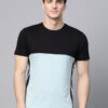 Men Blue & Black Colourblocked Round Neck T-shirt