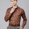 Men Brown & Beige Slim Fit Printed Casual Shirt