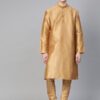 Men Golden Solid Kurta with Churidar