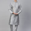 Men Grey Solid Kurta with Churidar