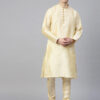 Men Cream-Coloured Solid Kurta with Churidar