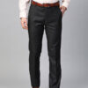 Men Black Checked Slim Fit Formal Trousers