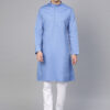 Men Blue & White Solid Kurta with Pyjamas