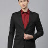 Men Black Solid Single-Breasted Slim Fit Formal Blazer