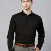 Men Black Slim Fit Solid Party Shirt