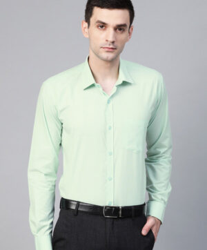 Men Sea Green Semi-Slim Fit Solid Formal Shirt