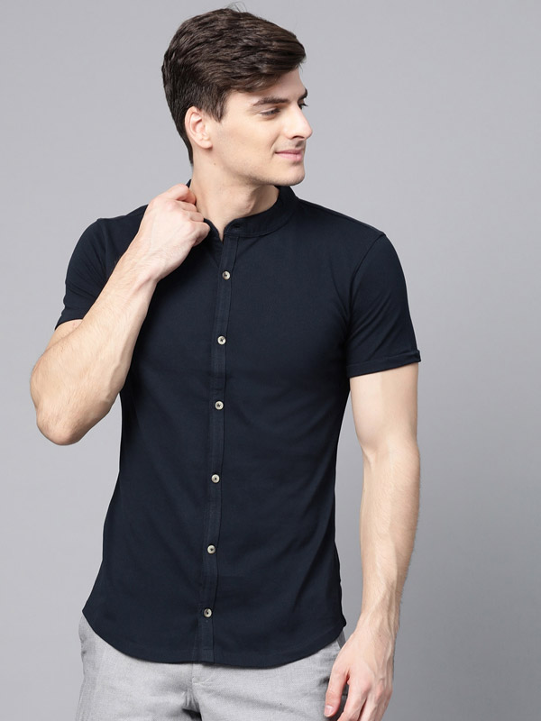 Buy Slim Fit Solid Collar Casual Shirt Navy Blue Gray and Maroon