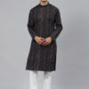 Men Black Thread Work Kurta