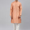 Men Peach-Coloured Thread Work Kurta