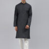 Men Grey Striped Regular Kurta with Pyjamas