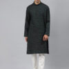 Men Green Thread Work Kurta