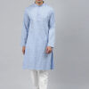 Men Blue Geometric Chikankari Kurta