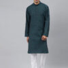 Men Green Striped Regular Kurta with Pyjamas