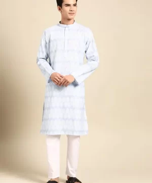 Men Floral Printed Regular Pure Cotton Kurta with Pyjamas