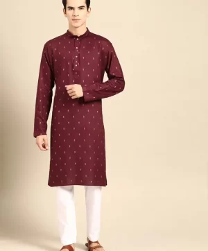 Men Ethnic Motifs Printed Regular Pure Cotton Kurta with Pyjamas