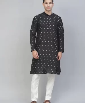 Men Black Ethnic Motifs Printed Kurta with Pyjamas