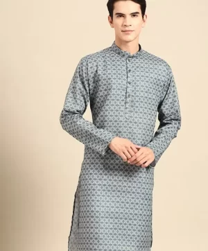 Ethnic Motifs Printed Mandarin Collar Straight Kurta