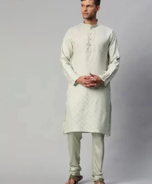 Men Green Ethnic Motifs Kurta