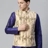 Men Woven Design Jaquard Silk Nehru Jacket