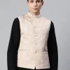 Men Woven Design Jaquard Silk Nehru Jacket