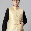 Men Woven Design Jaquard Silk Nehru Jacket