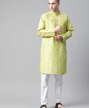 Embroidered Regular Kurta with Pyjamas