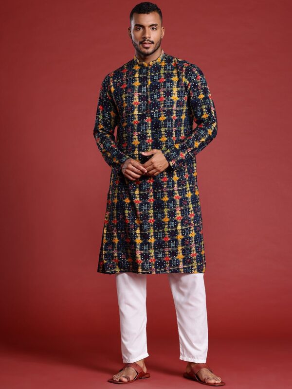 Bandhani Printed Mandarin Collar Pure Cotton Straight Kurta