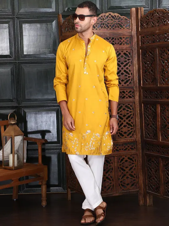 Men Ethnic Motifs Embroidered Regular Thread Work Kurta with Pyjamas