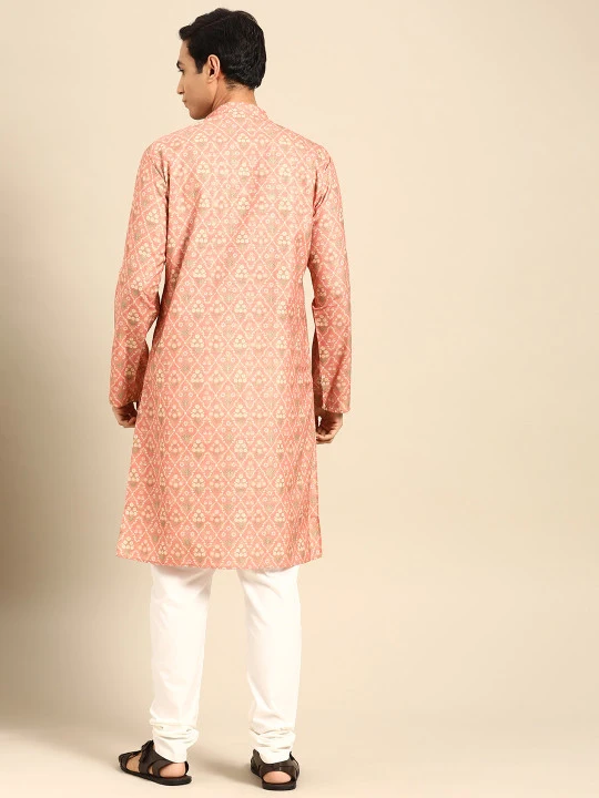 Men Ethnic Motifs Printed Regular Kurta with Churidar - Image 3
