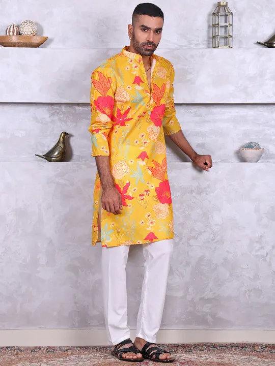 Men Floral Printed Regular Kurta Set