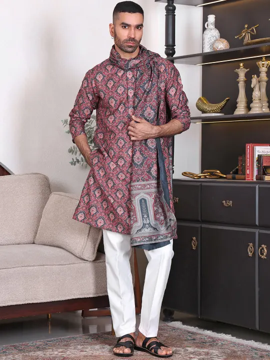 Men Printed Kurta & Dupatta