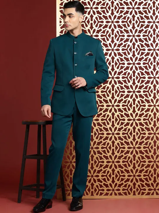 Slim Fit Long Sleeve Bandhgala Blazer - Image 2