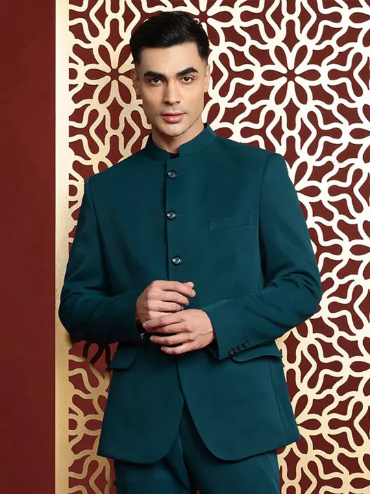 Slim Fit Long Sleeve Bandhgala Blazer