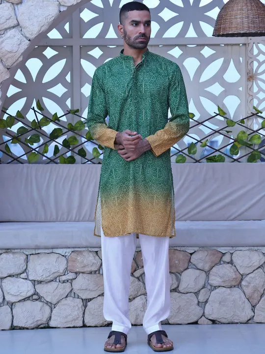 Men Ethnic Motif Sequinned Kurta with Trousers